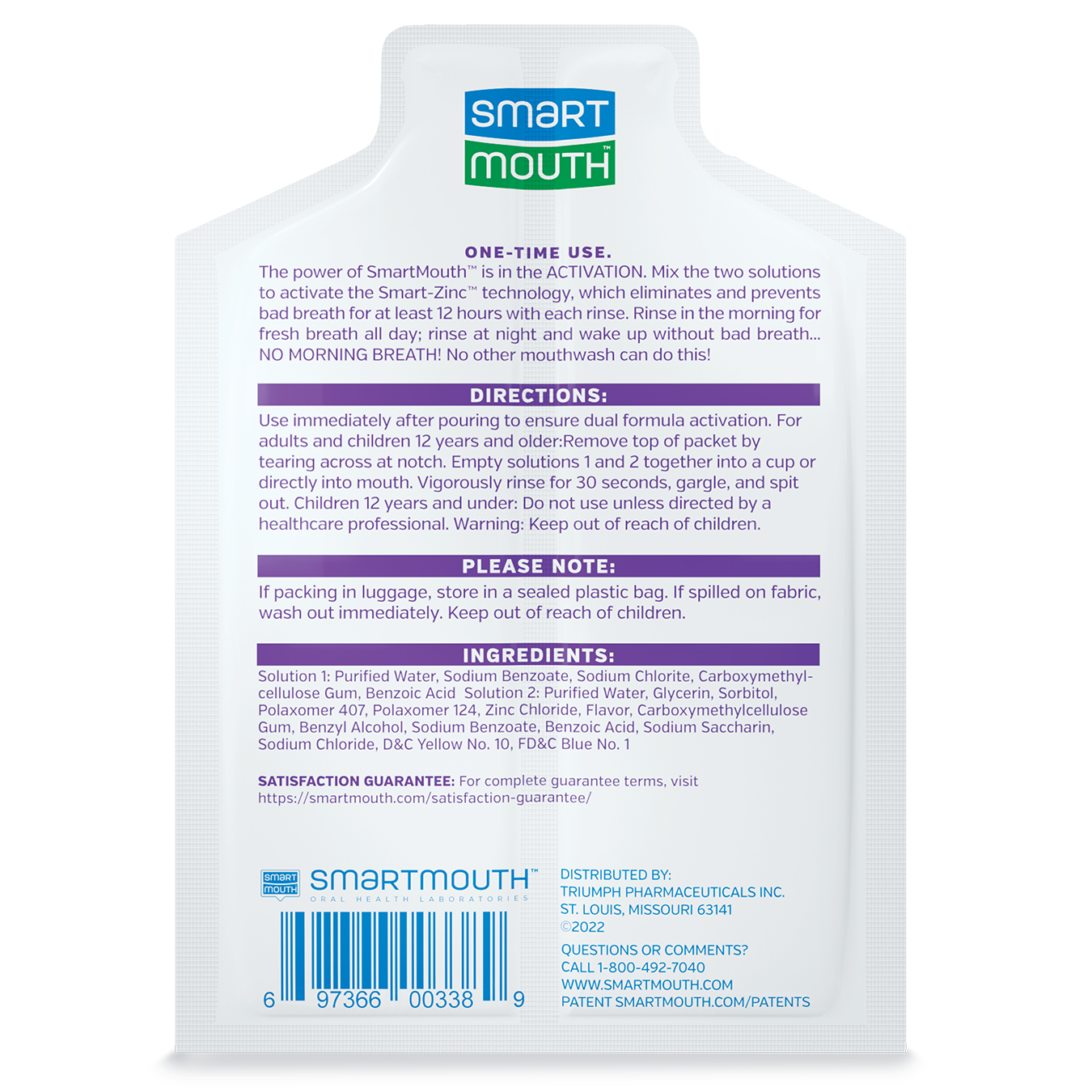 SmartMouth™ Dry Mouth Activated Breath Rinse Single Packs - 50ct Box