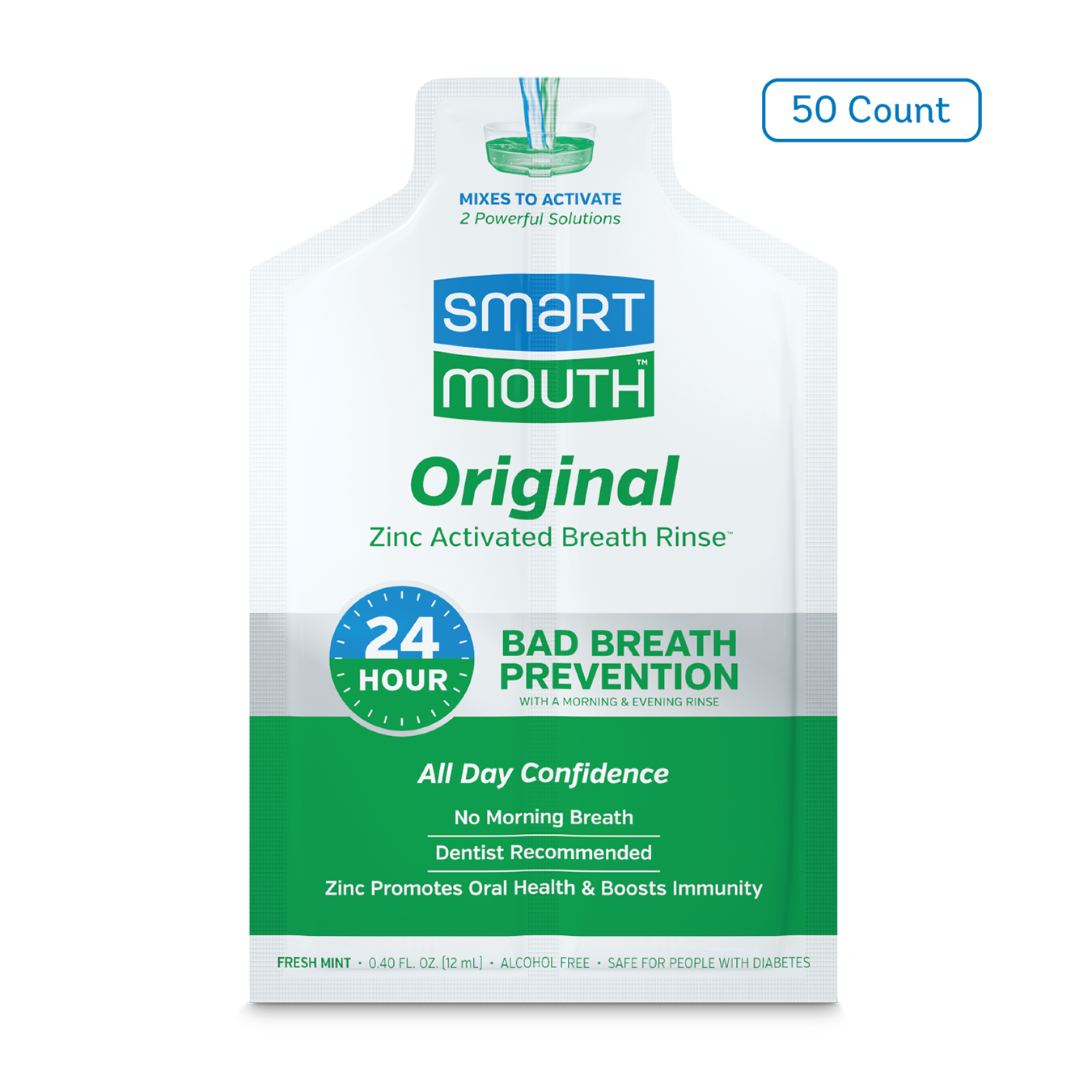 SmartMouth™ Original Activated Breath Rinse Single Packs - 50ct Box