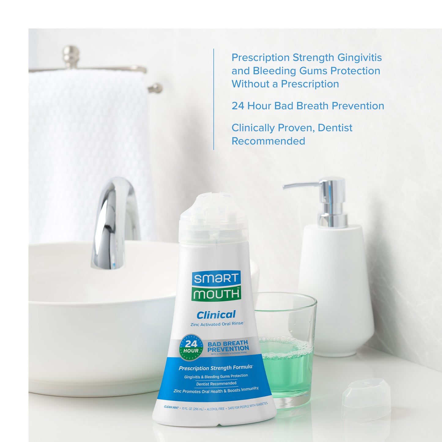 SmartMouth™ Clinical DDS Activated Oral Rinse for 24 Hour Bad Breath Prevention and Protection from Gingivitis and Bleeding Gums - 2PACK