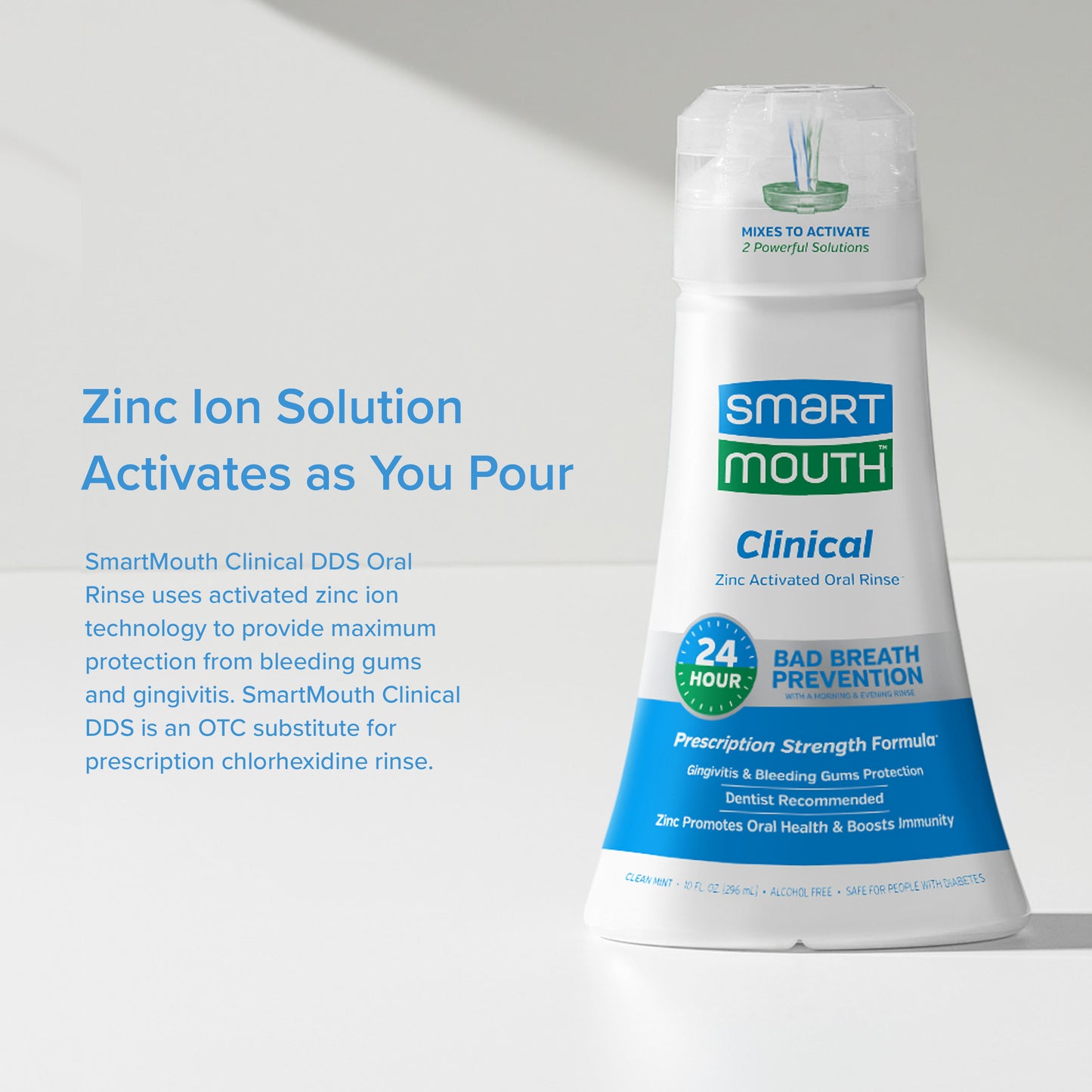 SmartMouth™ Clinical DDS Activated Oral Rinse for 24 Hour Bad Breath Prevention and Protection from Gingivitis and Bleeding Gums - 2PACK