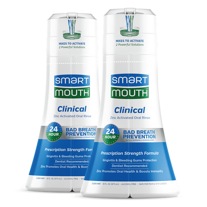 SmartMouth™ Clinical DDS Activated Oral Rinse for 24 Hour Bad Breath Prevention and Protection from Gingivitis and Bleeding Gums - 2PACK