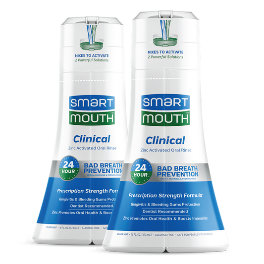 SmartMouth™ Clinical DDS Activated Oral Rinse for 24 Hour Bad Breath Prevention and Protection from Gingivitis and Bleeding Gums - 2PACK